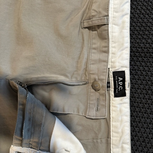 A.P.C. Pants Mens 33 Chino Casual Flat Front Straight Slim Beige - Picture 4 of 9